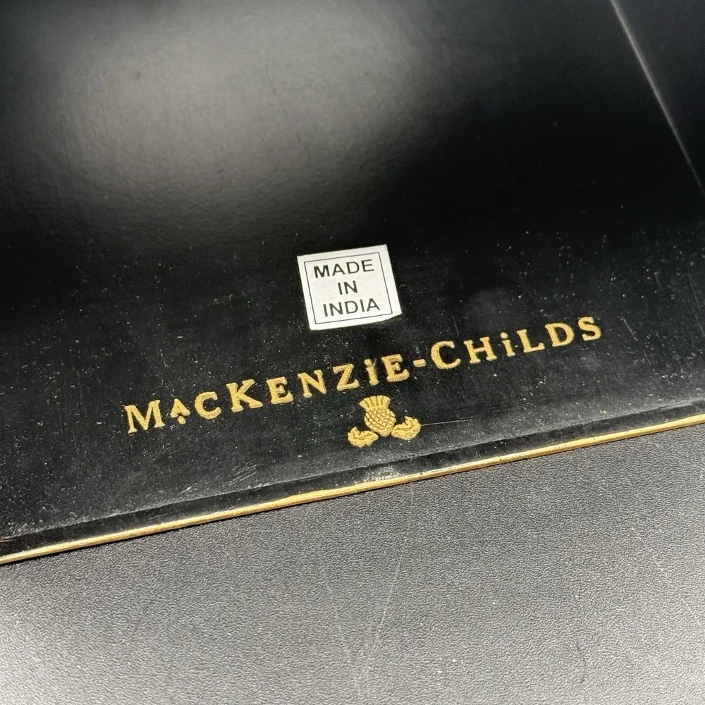 RARE NWT Retired MacKenzie-Childs Zig Zag Polka Dot Boutique Tissue Box Cover